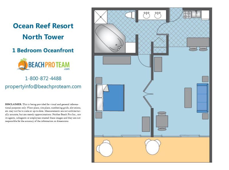 Ocean Reef North Tower Floor Plan I - 1 Bedroom Oceanfront